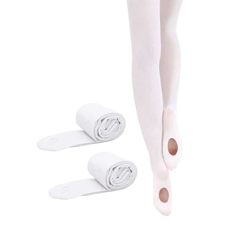 PAPPNTI Girls' Ultra Soft Pro Dance Tights Ballet Transition Daily Student Tights (Toddler/Little Kid/Big Kid) White 2 Pairs M(5-7 Years) - Image 1